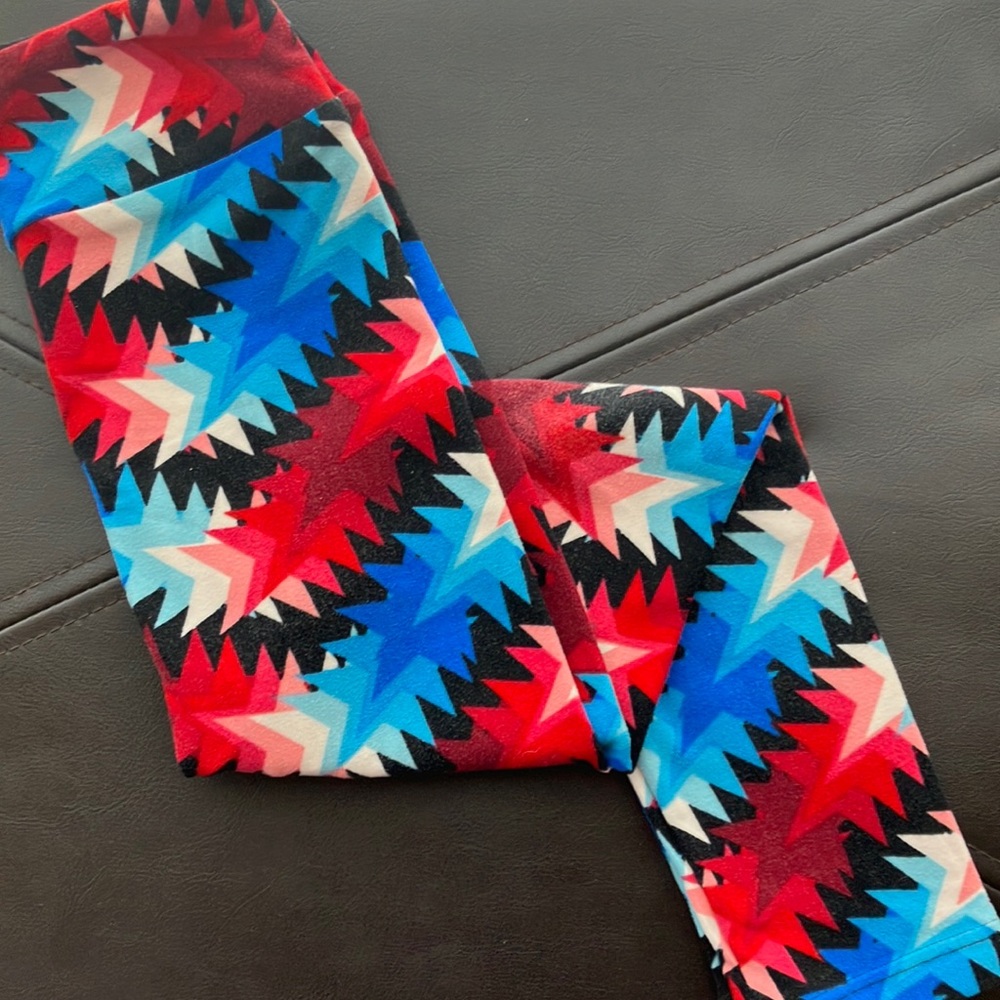 LuLaRoe Red, White and Blue Leggings;  Size S/M.
